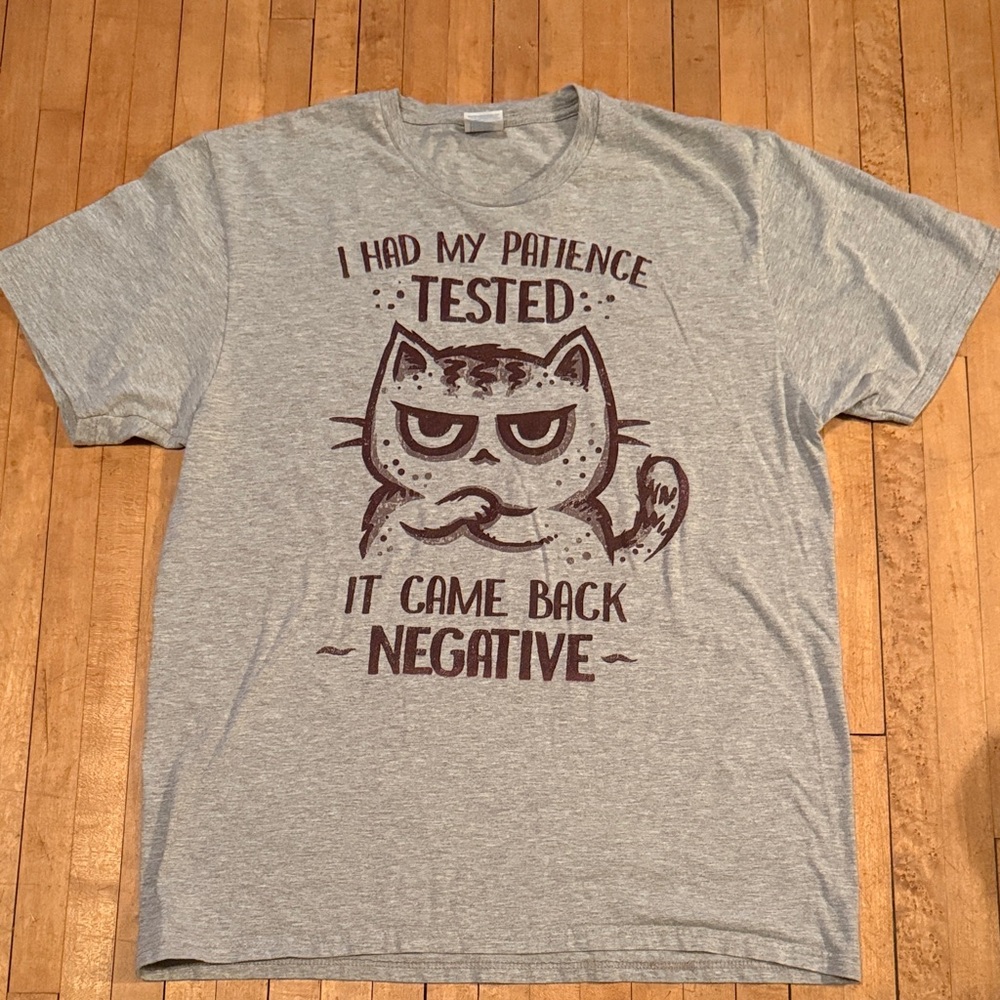 Port and Company Gray Cat Humor T-Shirt